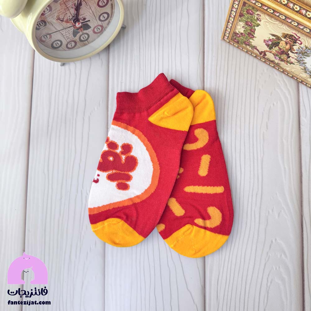 IMG_4574 جوراب مچی تا به تا طرح پفک نمکی