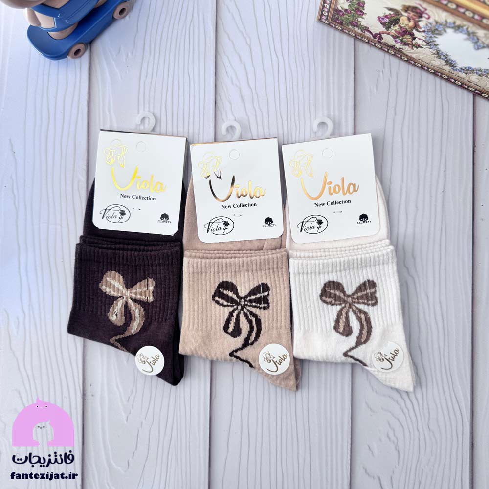 جوراب نیمساق کش انگلیسی طرح پاپیون