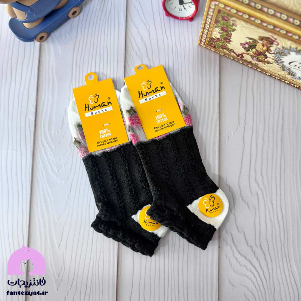 جوراب مچی شیشه ای گل رز